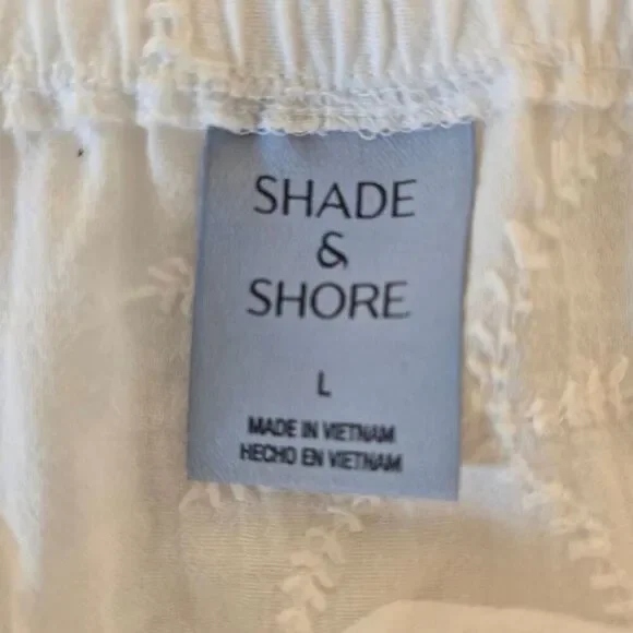 Shade & Shore Womens Embroidered Tropical Palm Tiered Midi Skirt White Large - Picture 2 of 10